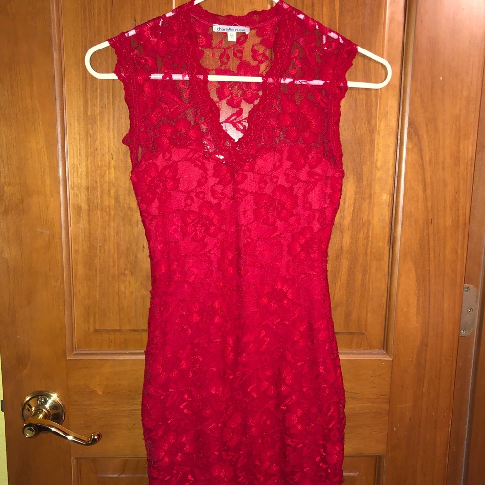 Red Lace Short Dress